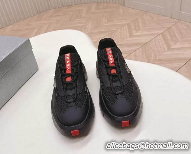 Durable Prada Americas Cup Re Nylon and Biker Fabric Sneakers 6050802 Black