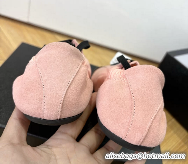 Best Price Prada Collapse Pink Suede Leather and Re Nylon Low Tops Sneakers with Metal Toecap 6050804