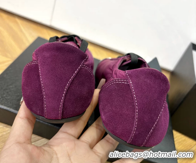 AAAAA Prada Collapse Purple Suede Leather and Re Nylon Low Tops Sneakers with Metal Toecap 6050804 Purple