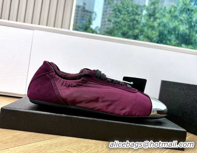 AAAAA Prada Collapse Purple Suede Leather and Re Nylon Low Tops Sneakers with Metal Toecap 6050804 Purple