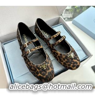 Buy Duplicate Prada Leopard Print Pony Hair Dual Mary Jane Ballet Flats 6050805