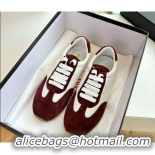 Low Cost Prada Nappa Leather and Suede Sneakers White Burgundy 6050809