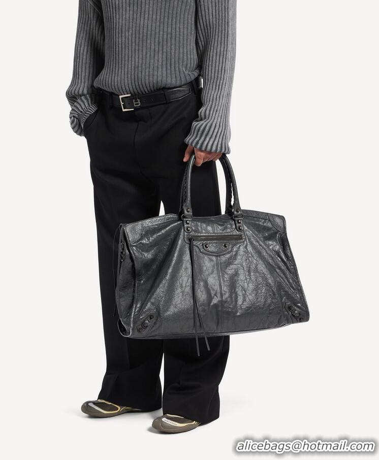 Super Quality Balenciaga Mens Le City Travel Bag Arena Lambskin in Volcanic Rock B81036