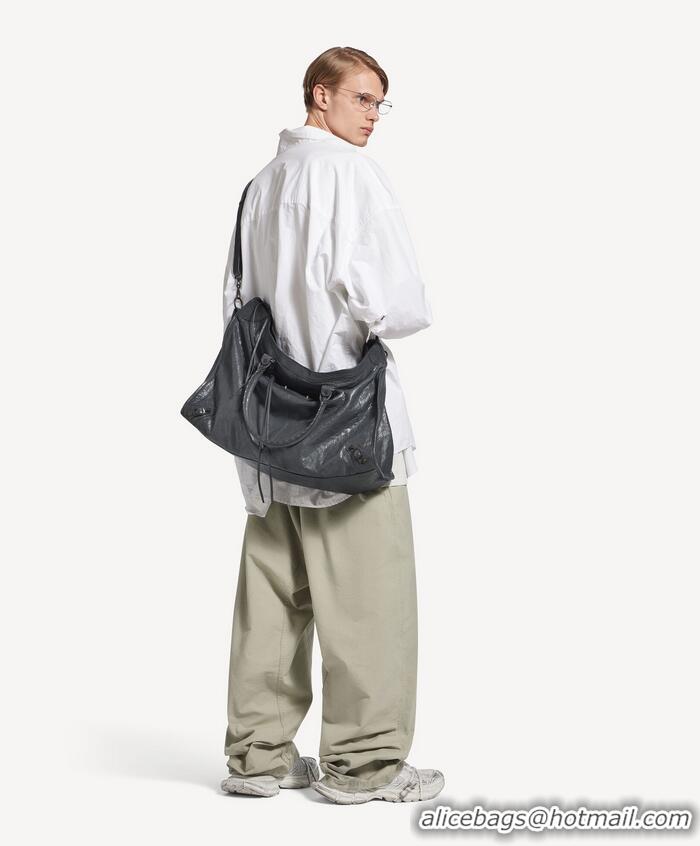 Super Quality Balenciaga Mens Le City Travel Bag Arena Lambskin in Volcanic Rock B81036