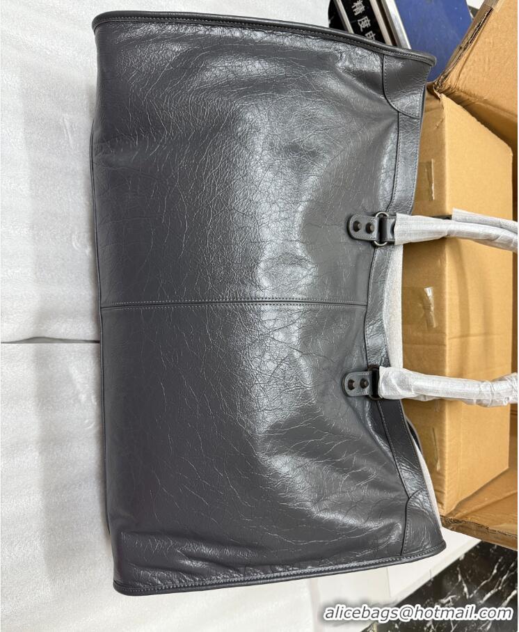Super Quality Balenciaga Mens Le City Travel Bag Arena Lambskin in Volcanic Rock B81036