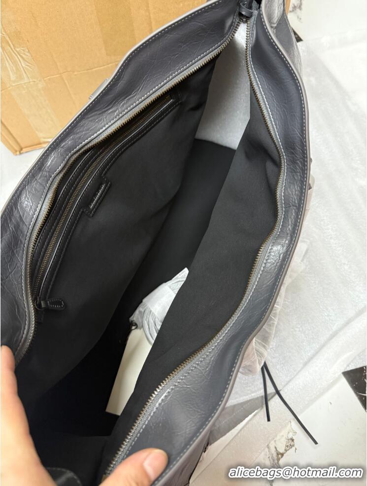 Super Quality Balenciaga Mens Le City Travel Bag Arena Lambskin in Volcanic Rock B81036