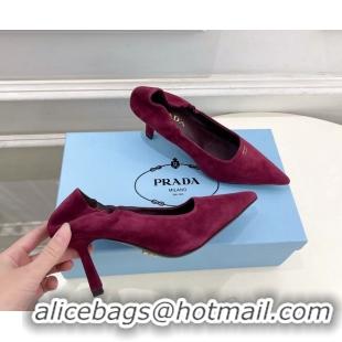 Unique Style Prada Red Suede Leather Pumps 70MM 6050805 Red