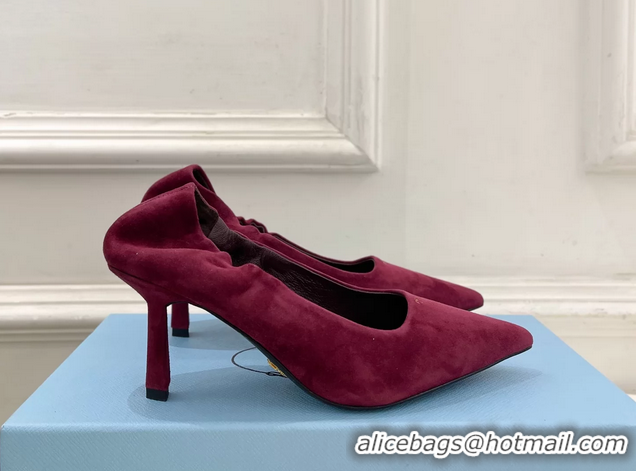 Unique Style Prada Red Suede Leather Pumps 70MM 6050805 Red