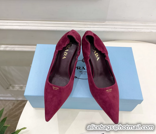 Unique Style Prada Red Suede Leather Pumps 70MM 6050805 Red