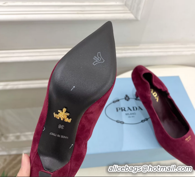 Unique Style Prada Red Suede Leather Pumps 70MM 6050805 Red
