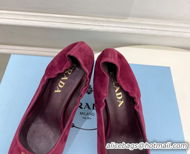 Unique Style Prada Red Suede Leather Pumps 70MM 6050805 Red