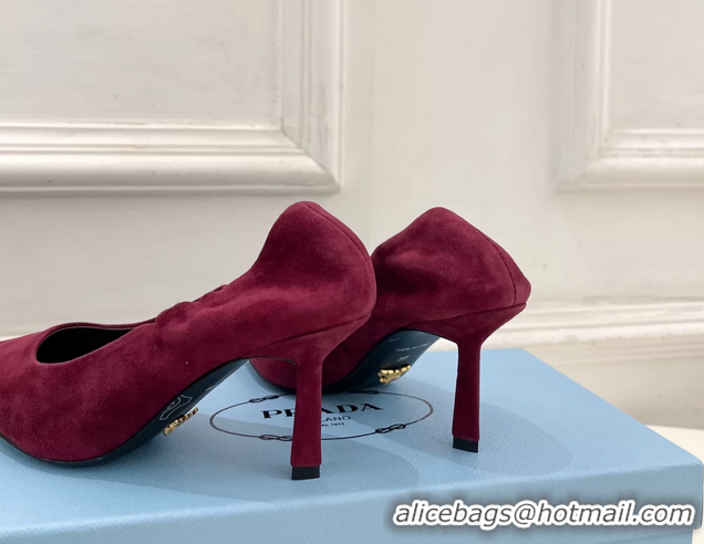 Unique Style Prada Red Suede Leather Pumps 70MM 6050805 Red