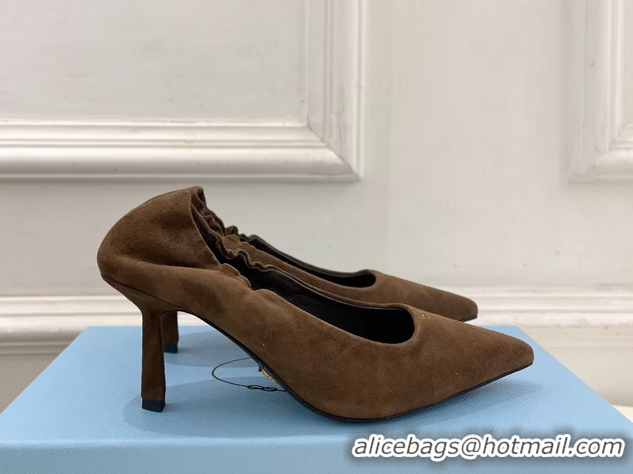 Purchase Style Prada Khaki Green Suede Leather Pumps 70MM 6050805 Khaki Green
