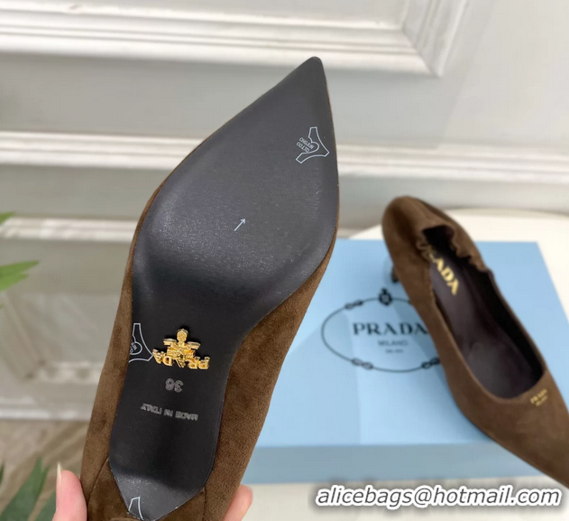 Purchase Style Prada Khaki Green Suede Leather Pumps 70MM 6050805 Khaki Green
