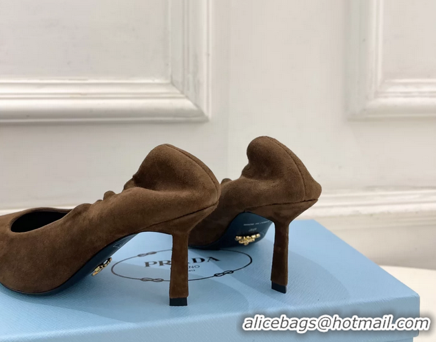 Purchase Style Prada Khaki Green Suede Leather Pumps 70MM 6050805 Khaki Green
