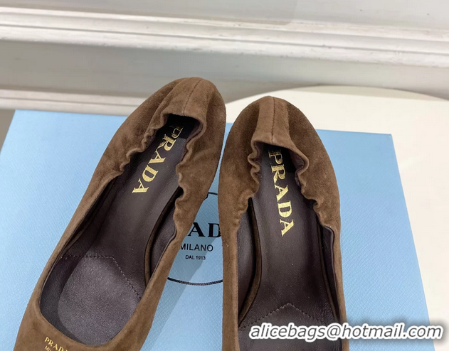 Purchase Style Prada Khaki Green Suede Leather Pumps 70MM 6050805 Khaki Green