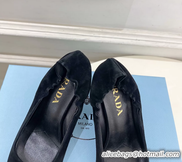 Shop Duplicate Prada Khaki Green Suede Leather Pumps 70MM 6050805 Black