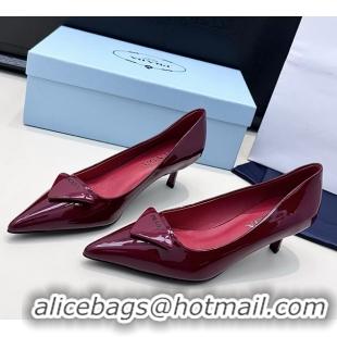 Cheap Price Prada Triangle Logo Plaque Leather Pumps 55MM 6050806 Red