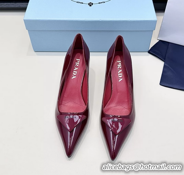 Cheap Price Prada Triangle Logo Plaque Leather Pumps 55MM 6050806 Red
