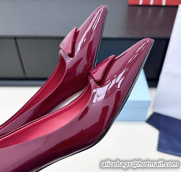 Cheap Price Prada Triangle Logo Plaque Leather Pumps 55MM 6050806 Red