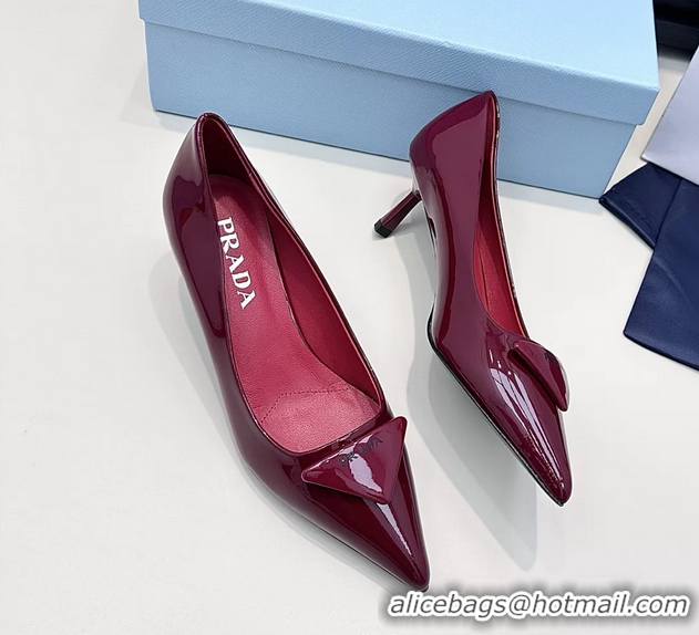 Cheap Price Prada Triangle Logo Plaque Leather Pumps 55MM 6050806 Red