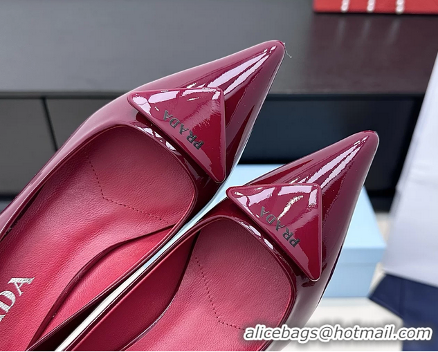 Cheap Price Prada Triangle Logo Plaque Leather Pumps 55MM 6050806 Red