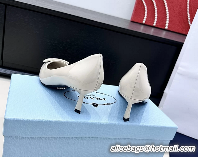 Durable Prada Triangle Logo Plaque Leather Pumps 55MM 6050806 Off White