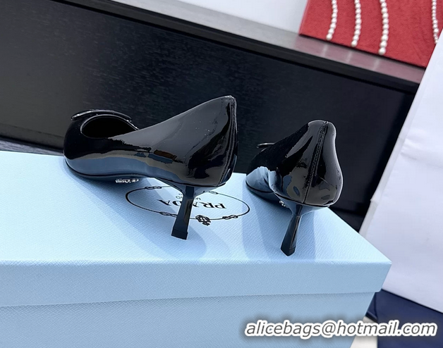 Duplicate Prada Triangle Logo Plaque Leather Pumps 55MM 6050806 Black