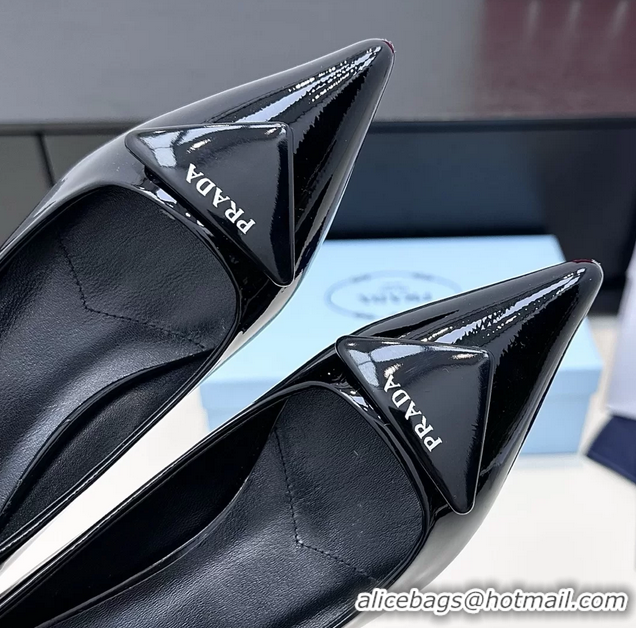 Duplicate Prada Triangle Logo Plaque Leather Pumps 55MM 6050806 Black