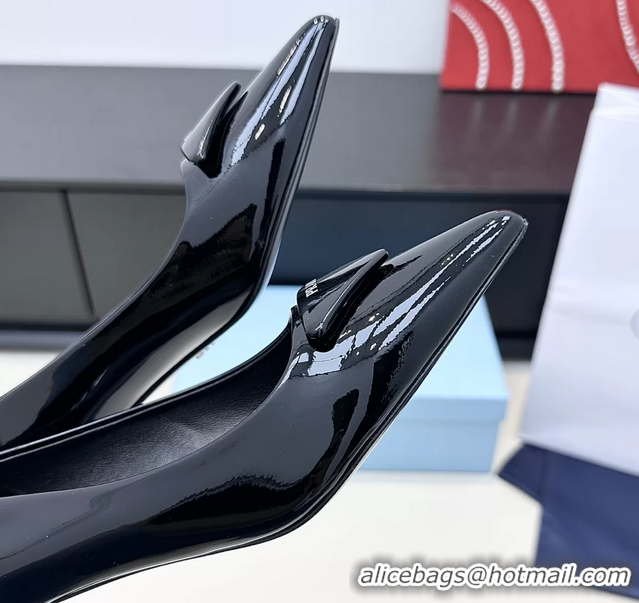 Duplicate Prada Triangle Logo Plaque Leather Pumps 55MM 6050806 Black