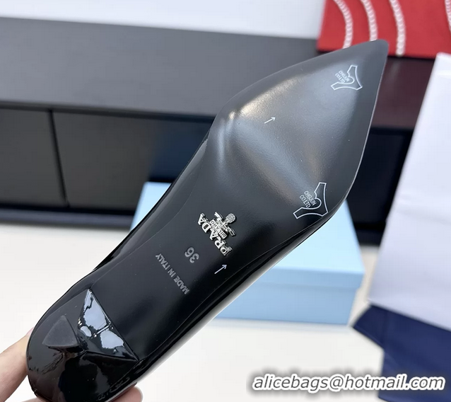 Duplicate Prada Triangle Logo Plaque Leather Pumps 55MM 6050806 Black