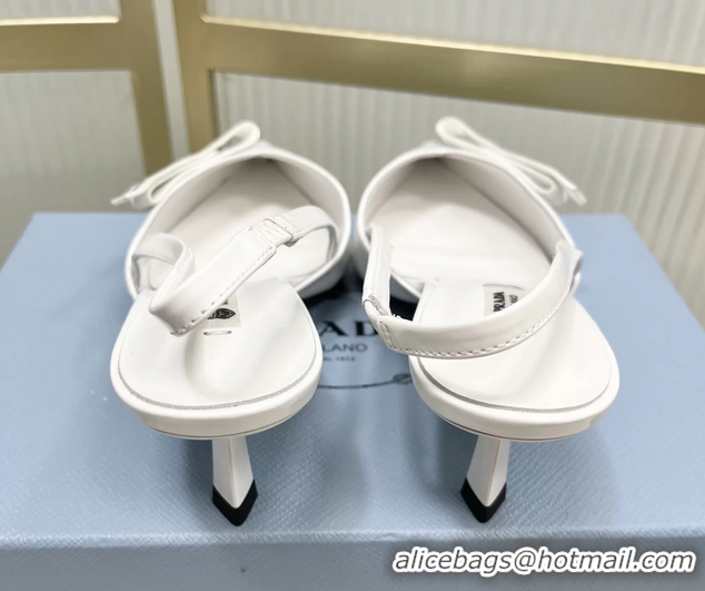 Best Quality Prada White Patent Leather Slingback Pumps 50MM 6050812