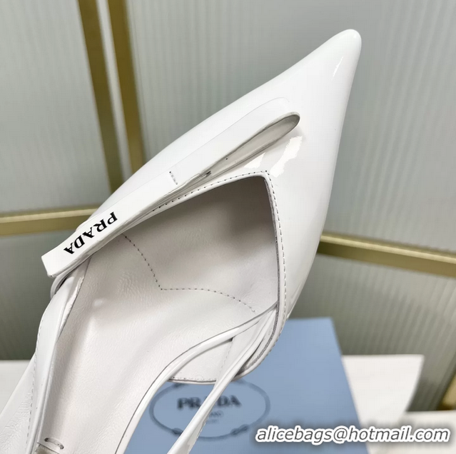 Best Quality Prada White Patent Leather Slingback Pumps 50MM 6050812