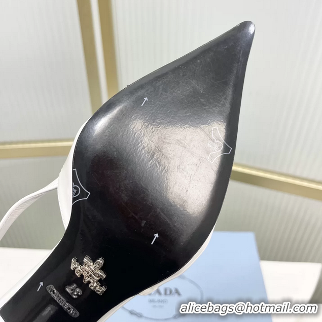 Best Quality Prada White Patent Leather Slingback Pumps 50MM 6050812