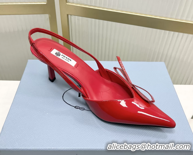 Charming Prada Red Patent Leather Slingback Pumps 50MM 6050812 Red