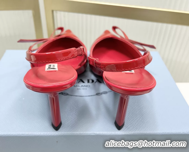 Charming Prada Red Patent Leather Slingback Pumps 50MM 6050812 Red