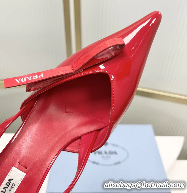 Charming Prada Red Patent Leather Slingback Pumps 50MM 6050812 Red