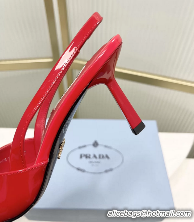 Charming Prada Red Patent Leather Slingback Pumps 50MM 6050812 Red