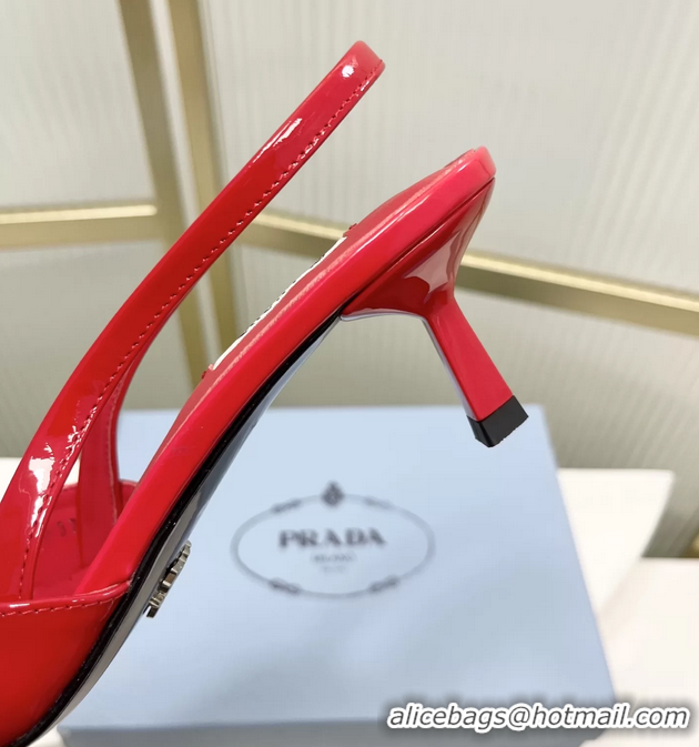 Sumptuous Prada Red Patent Leather Slingback Pumps 50MM 6050812 Red