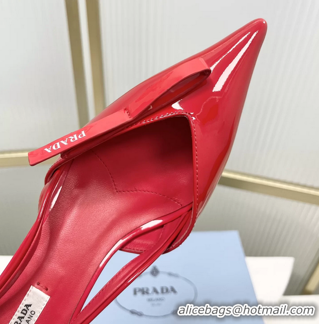 Sumptuous Prada Red Patent Leather Slingback Pumps 50MM 6050812 Red