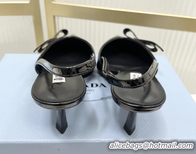 Good Quality Prada Black Patent Leather Slingback Pumps 50MM 6050812 Black
