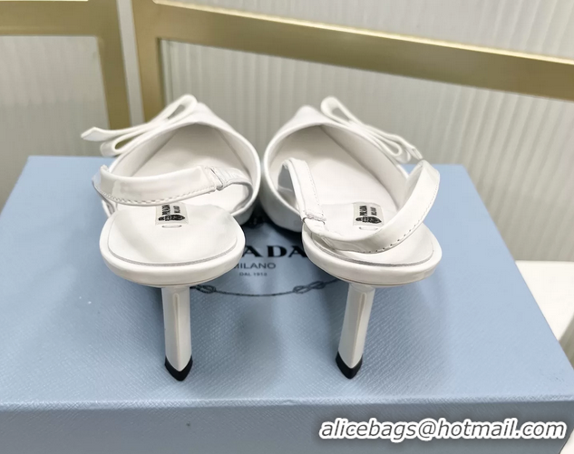 Perfect Prada White Patent Leather Slingback Pumps 75MM 6050813 White