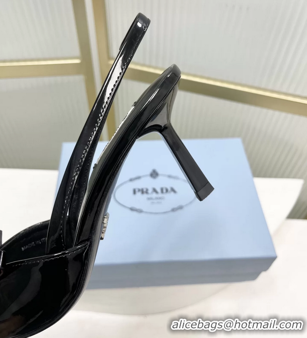 Best Grade Prada Black Patent Leather Slingback Pumps 75MM 6050813 Black