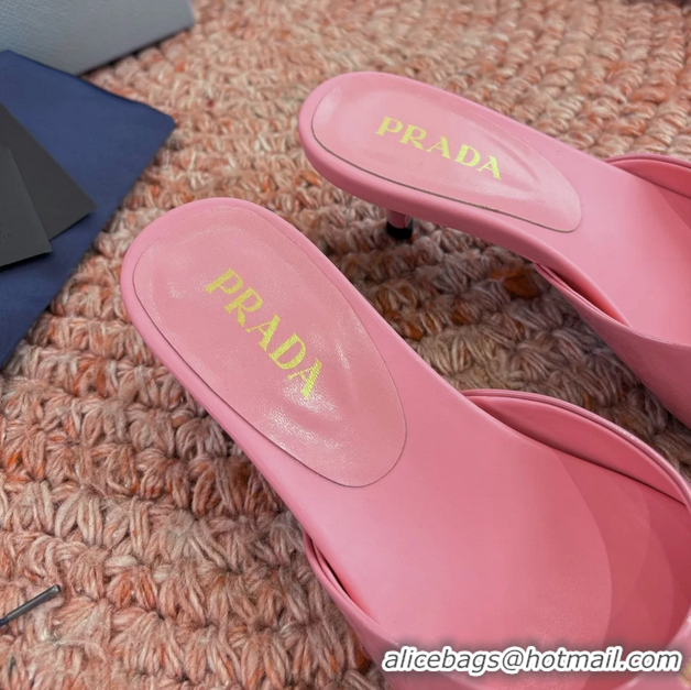 Good Looking Prada Patent Leather Kitten Heel Slides Sandals 6050815 Pink