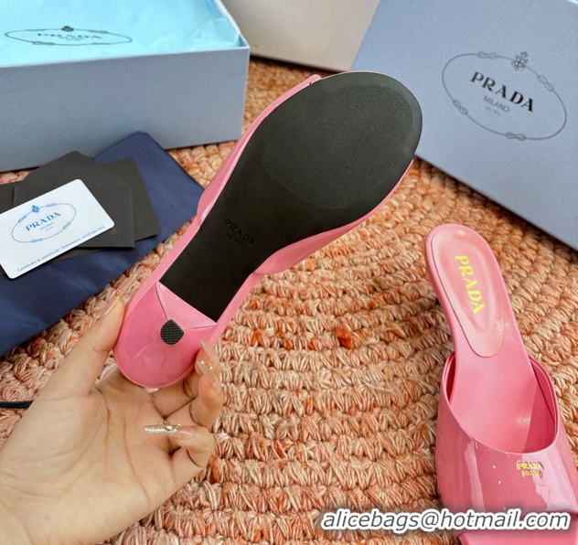 Good Looking Prada Patent Leather Kitten Heel Slides Sandals 6050815 Pink
