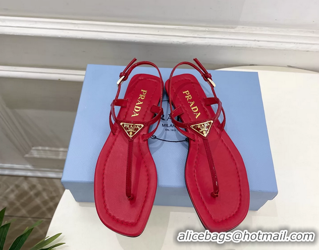 Buy Discount Prada Red Patent Leather Flat Thong Sandals 6051002 Red
