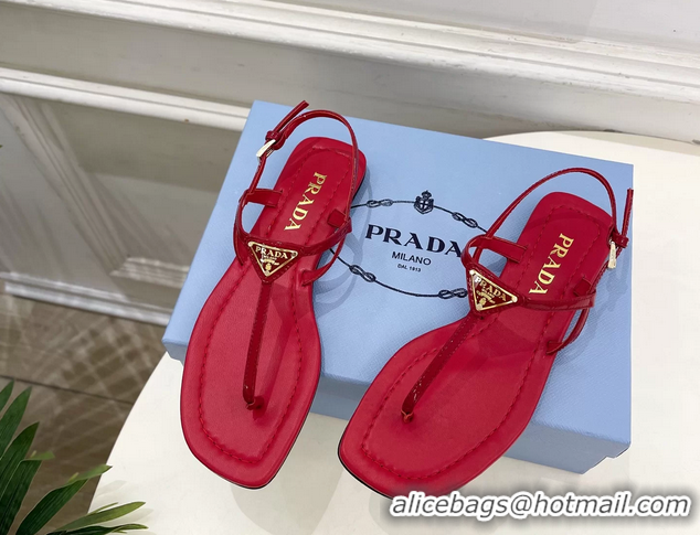 Buy Discount Prada Red Patent Leather Flat Thong Sandals 6051002 Red