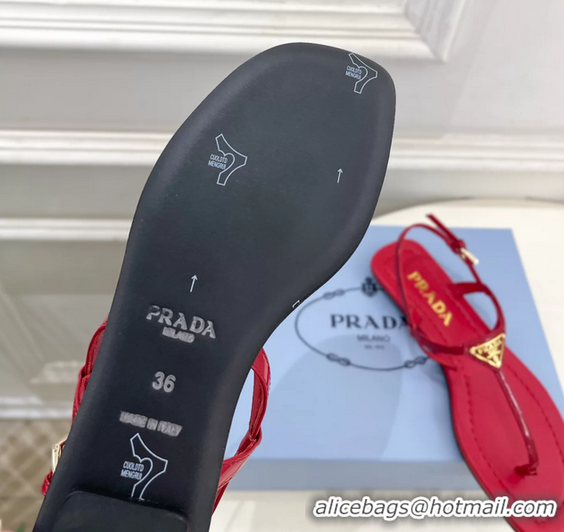 Buy Discount Prada Red Patent Leather Flat Thong Sandals 6051002 Red