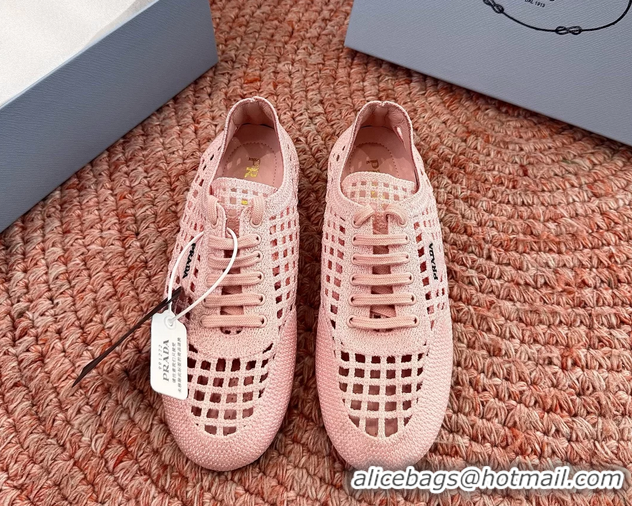Best Price Prada Crochet Knit Ballet Flat Sneakers 6051005 Pink
