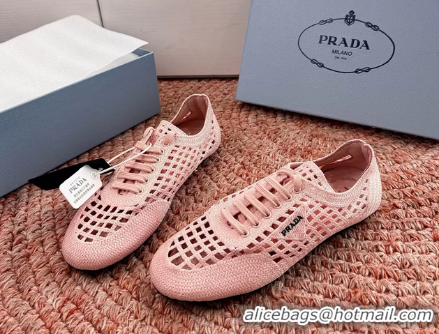Best Price Prada Crochet Knit Ballet Flat Sneakers 6051005 Pink